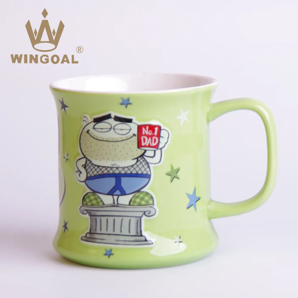 Light green cartoon mugs Big glass of water Big cup Large cup tea mugs manufacturer wholesale