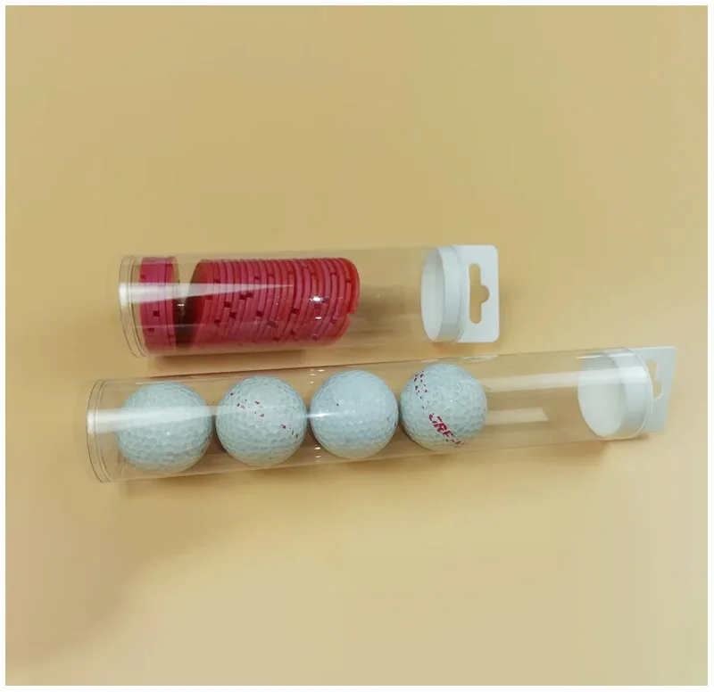 Manufacturer direct sales transparent plastic cylinder for tennis ball packaging, with hook for transparent golf ball tube