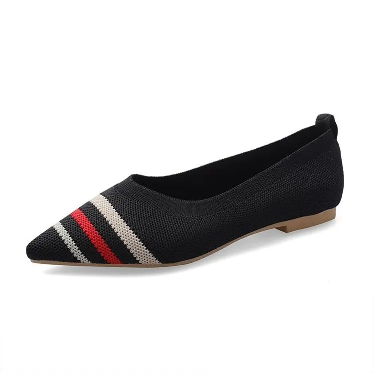 New design Soft comfortable femininity single shoes shallow mouth Weaving flats ladies business Pointed toe Flats for women
