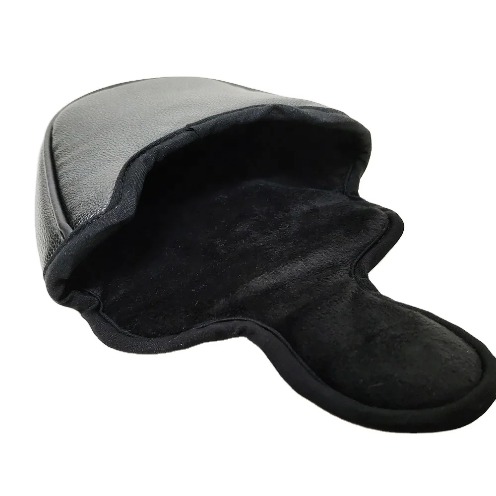 2022 Fine Quality Black Pu Leather With Print Cute Logo Customized Golf Club Headcover Putter Mallet Head Cover