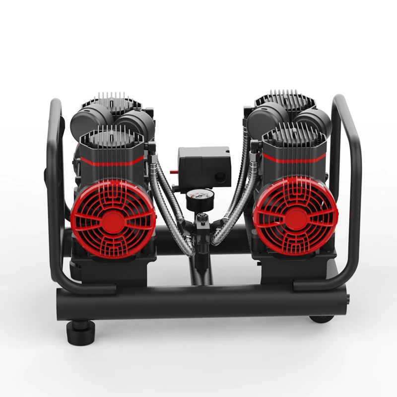 China oil free low noise 2 cylinder 1450W*2 2L oilfree quiet air compressor