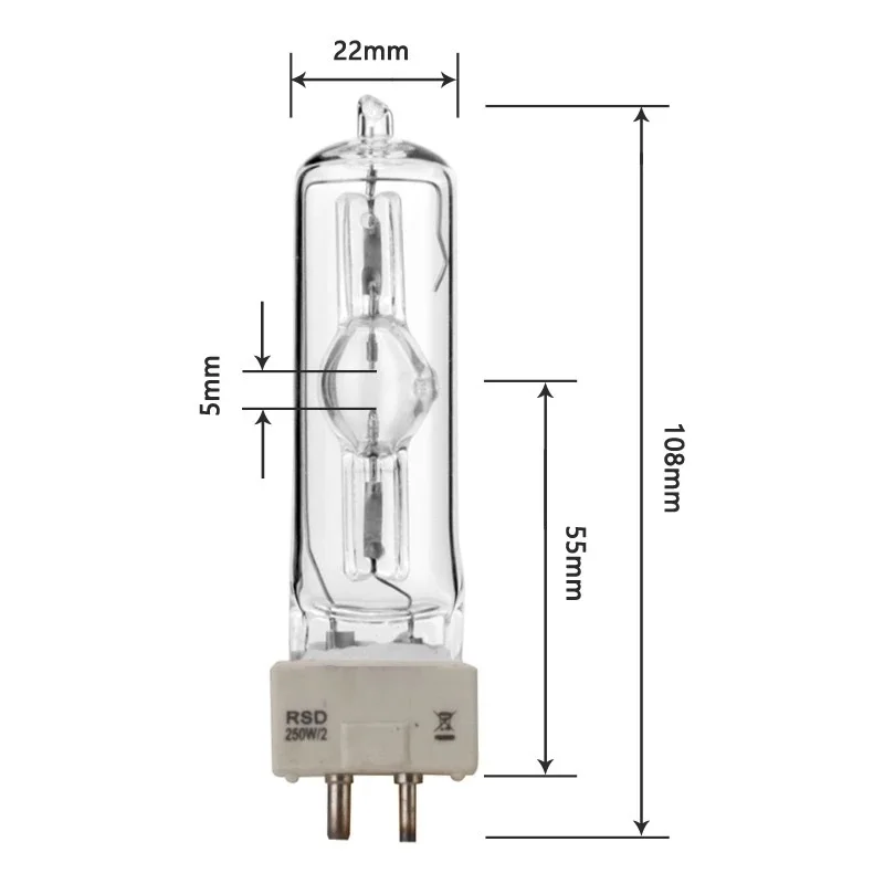 Металлическая галогенная лампа HoneyFly GY9.5 MSD 90V RSD250W/2 морские металлические галогенные лампы в капсулах прозрачные Aero