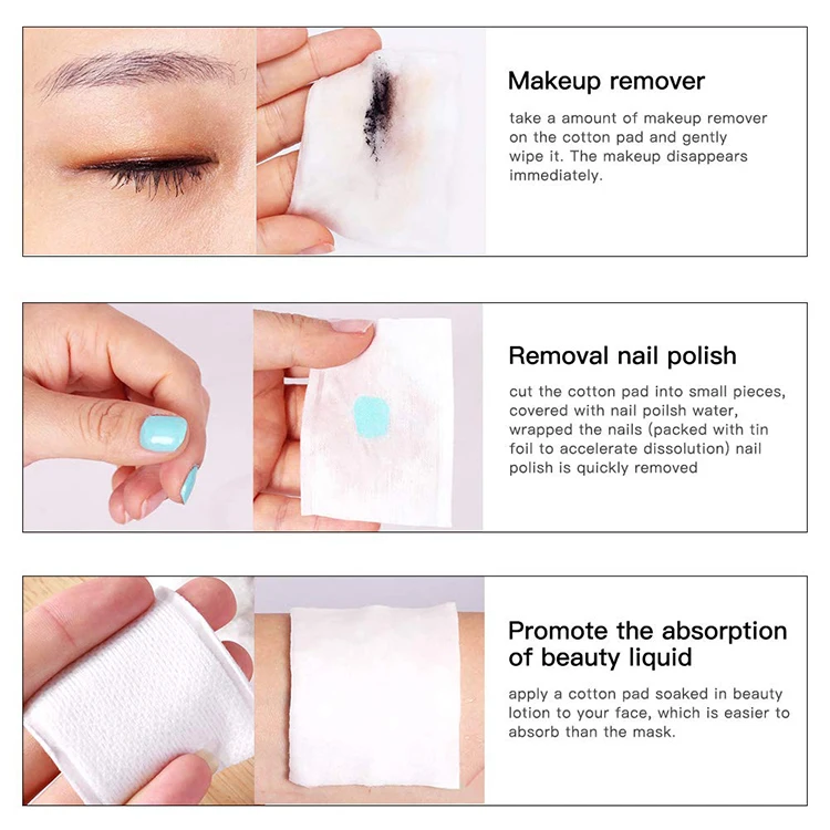 80pcs/bag Custom Logo Disposable Cotton Cosmetic Pads For Face Clean Nail Makeup Soft Sandwich Cotton Pad Makeup Remover B155