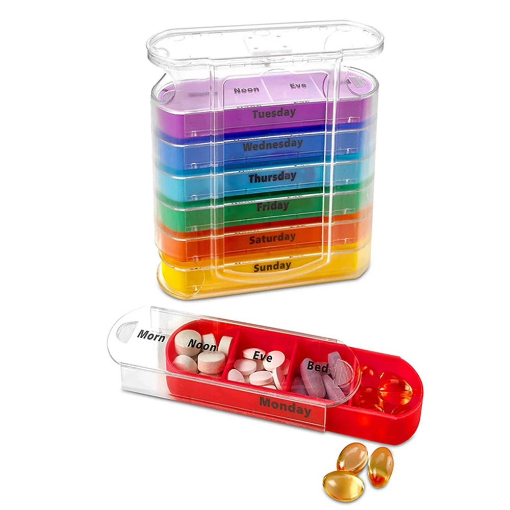  7 Colors Rainbow Weekly Tablet Medicine Box Storage Container Case Portable Pill