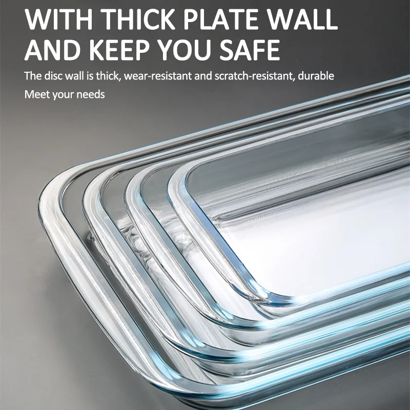 Оптовая продажа прямоугольная Безопасная Печь 2 л высокая жаропрочная посуда из боросиликатного стекла противень для выпечки кухонный холодильник с ручками