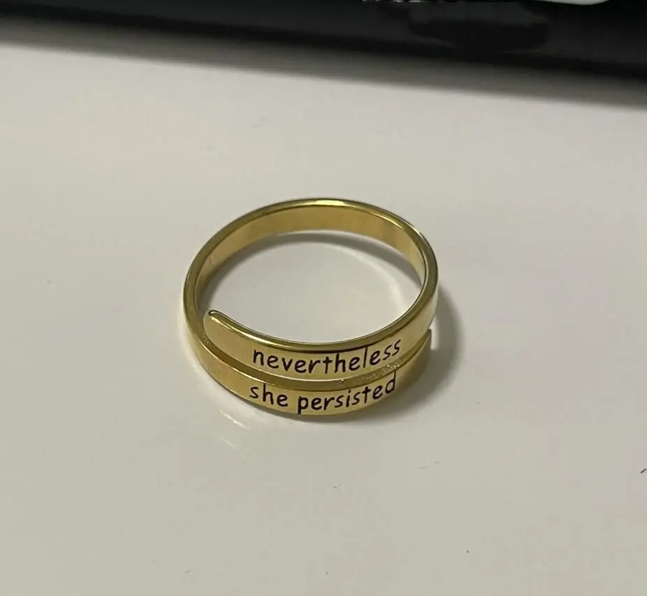 Wholesale Women Letters Engraved Spiral Wrap Twist Adjustable Rings Inspiration Jewelry Classic Double-layer I AM Enough Ring