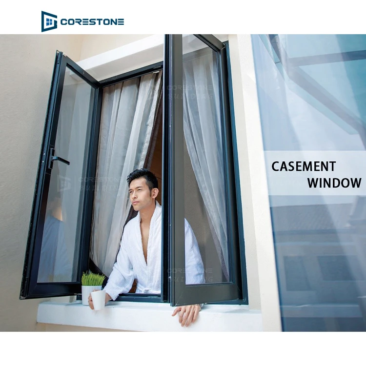 Hurricane Impact Windows Thermal Break Aluminum Casement Window Double Toughened Glass Aluminum Windows