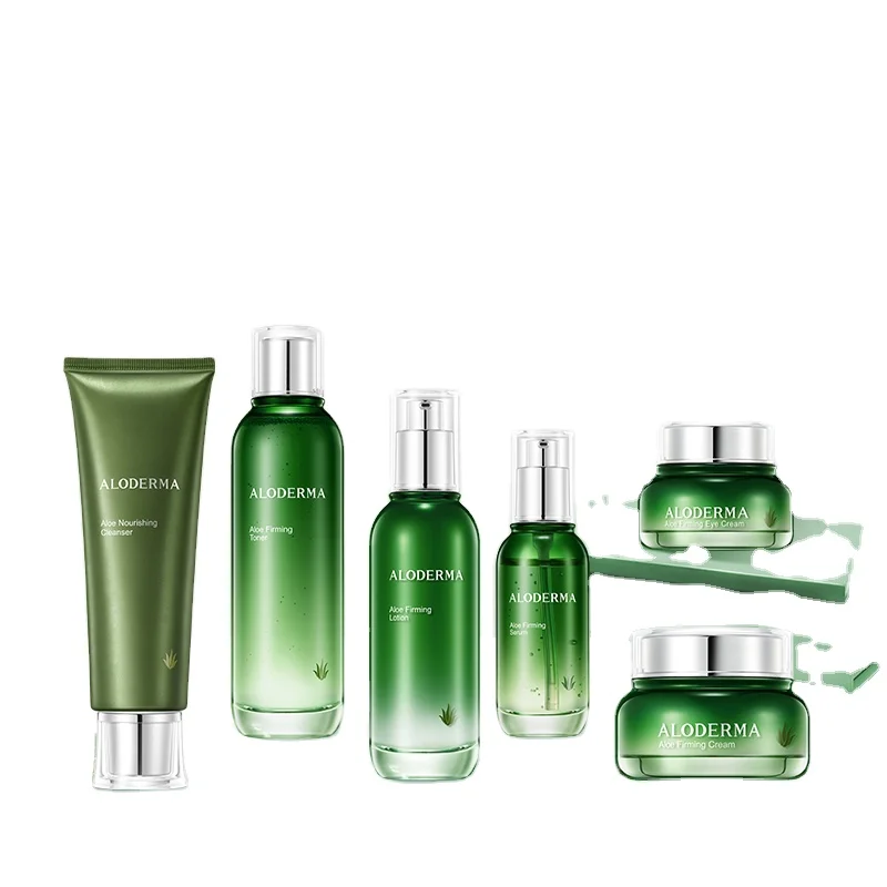 ALOE DERMA Organic skin care set snow whitening Face cream toner lotion essence cream cleanser Skin aloe vera set cosmetics