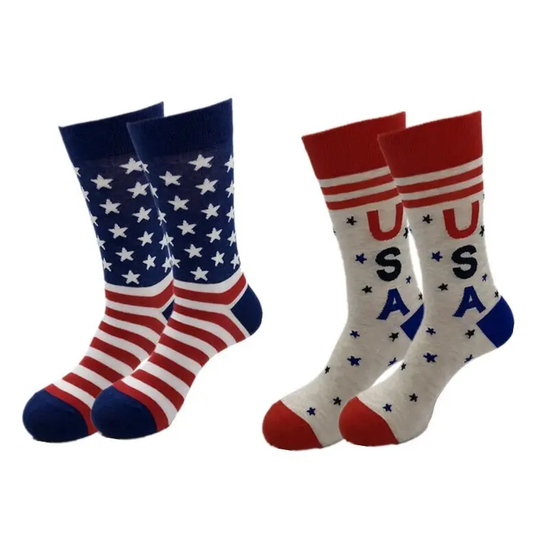 Custom Made Your Own Logo Socks Breathable Cotton Letter Sock Custom Logo Sox Customized USA Flag Design Logo