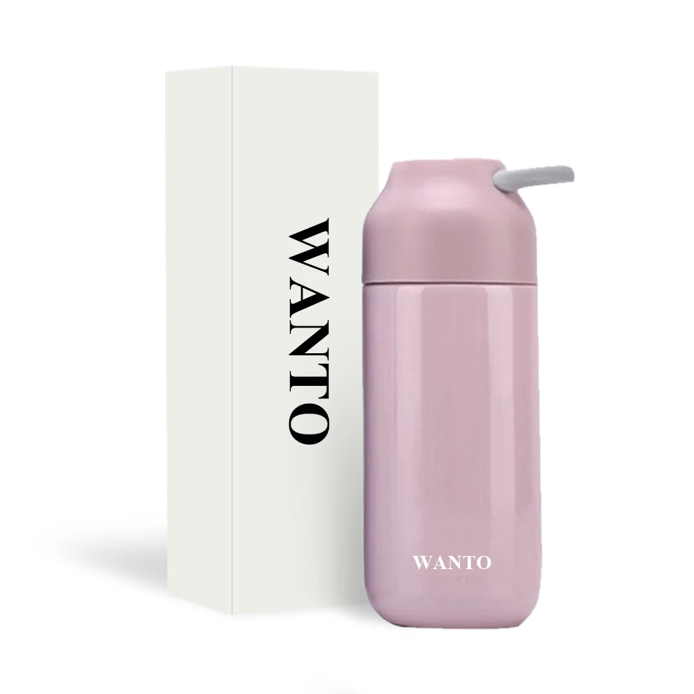 Wanto good quality easy carry double walled stainless steel vacuum flask 400ml milk water bottle for school