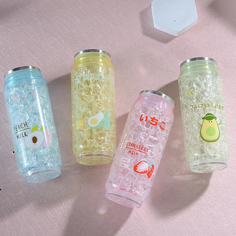 Hot Sale Reusable 15oz Plastic Double Wall Clear Acrylic Snow Globe Can Shaped Tumbler