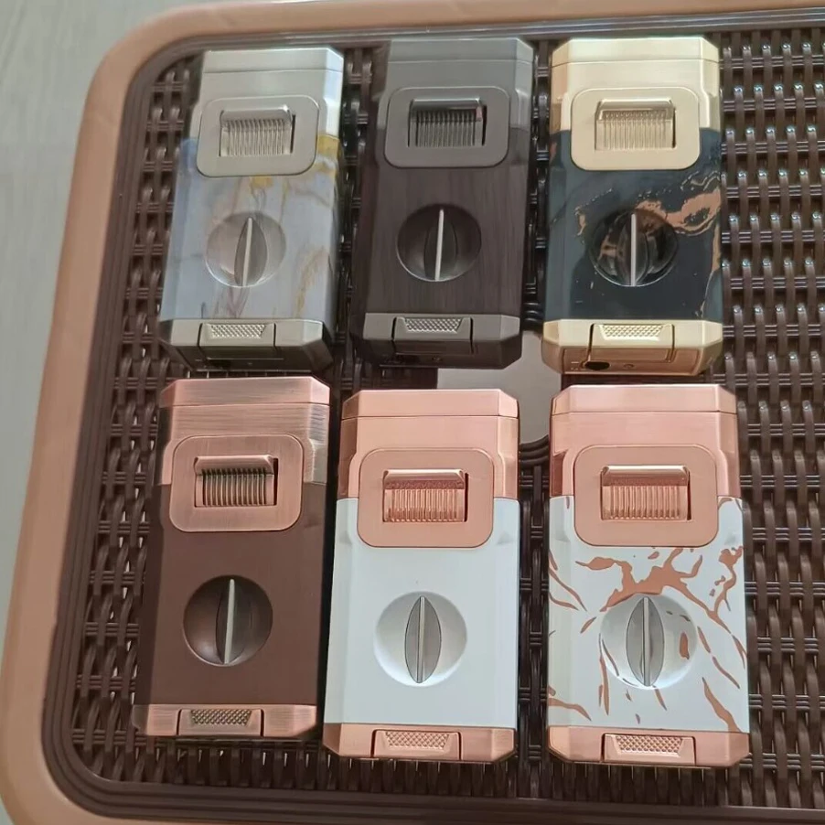 Wholesale cigar torch lighter jet flame custom cigar lighter and cutter gift box