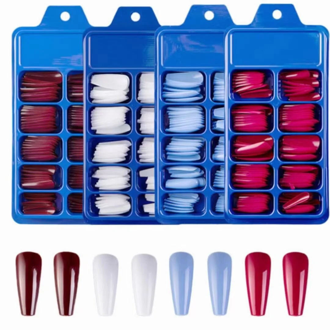 Bview Tools New Product French Acrylic Artificial Full Cover False Coffin Nails Tips For Fake Nail Salons Press On Fingernails