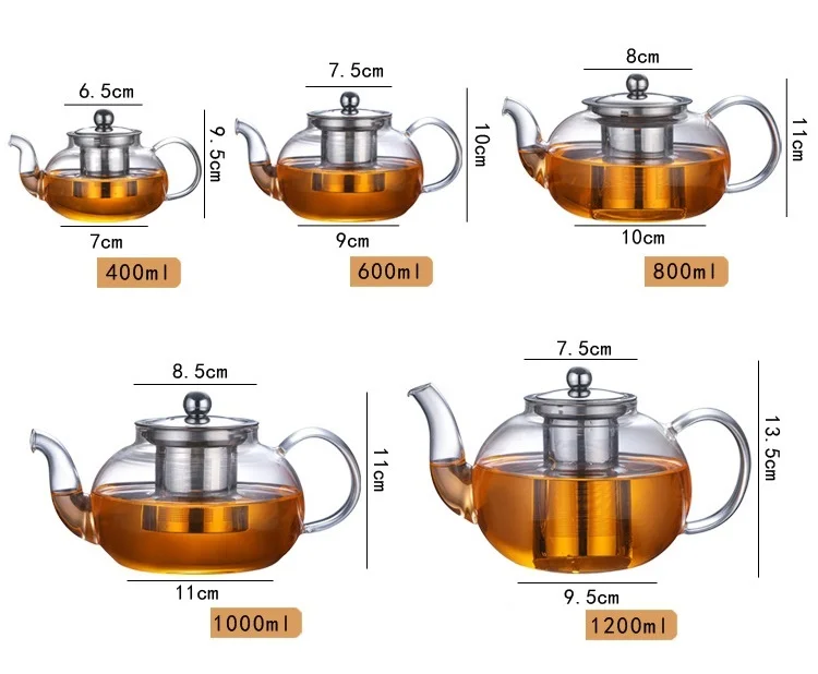 Переносной чайник из боросиликатного стекла 800-1000 мл