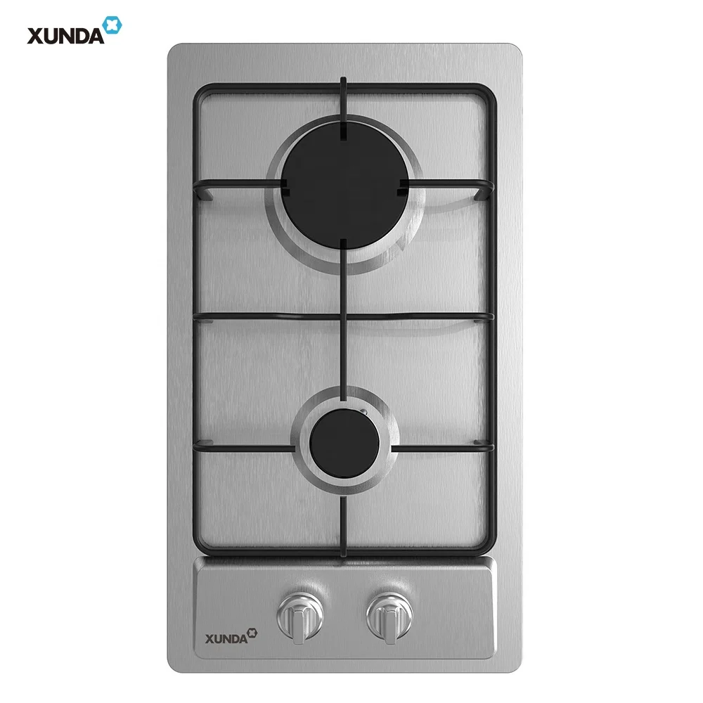 Xunda 30cm Built-in Gas Hob 2 Burners Gas Stove Stainless Steel Gas Cooking Stove Cooktops