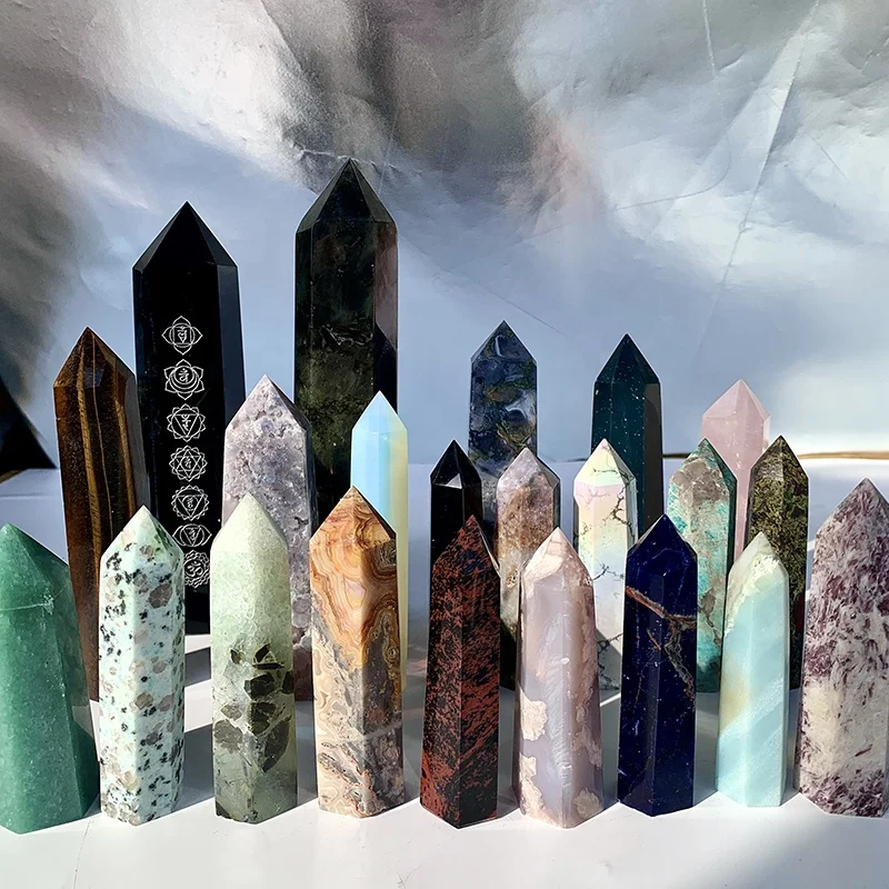 Wholesale crystal stones ted baker rose quartz tiger eye stone howlite kiwi quartz obsidian crystal towers assorted