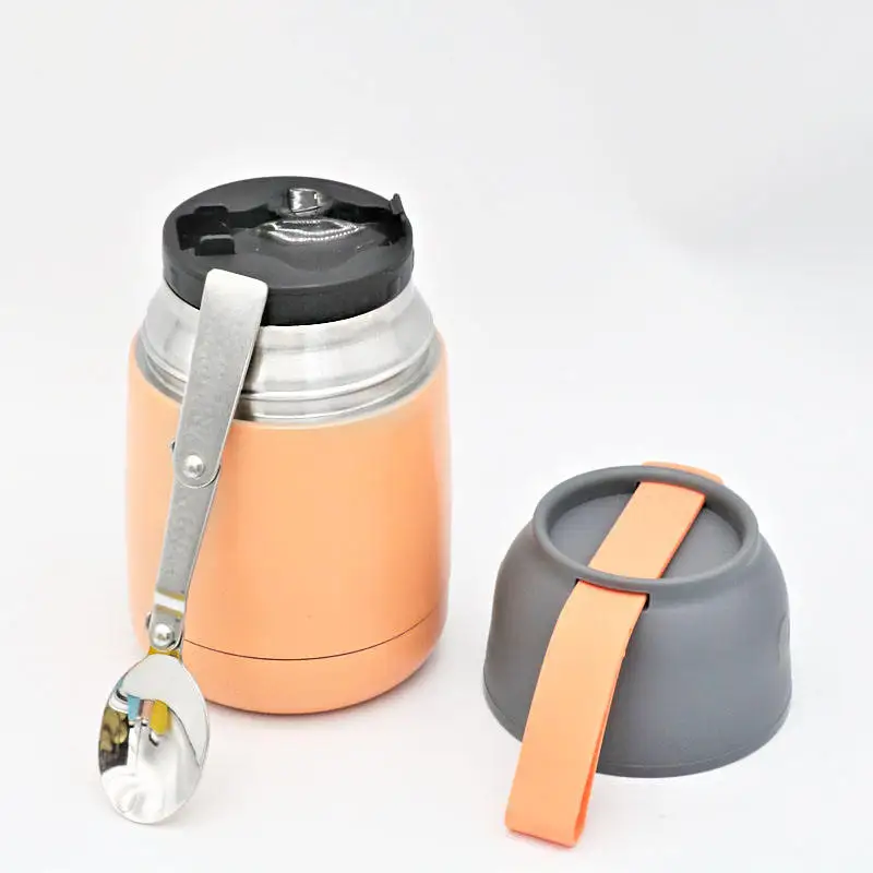 High Quality 420ml Stainless Steel Food Flask Food Jar Lunch Soup Container Water Bottle With Lid And Spoon