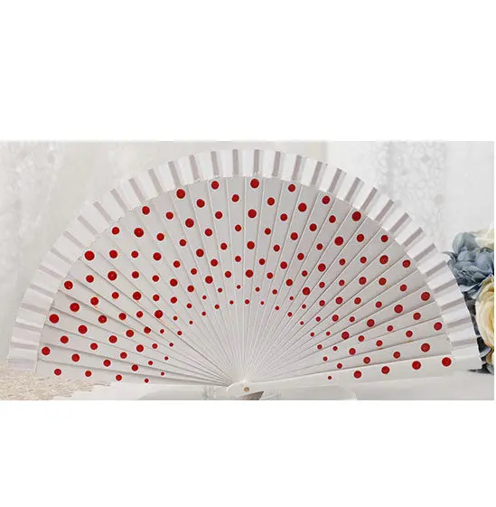 Customized screenprinted Solid Color Handmade Hand Held Spanish wood Folding  Fan for Dance or promotion