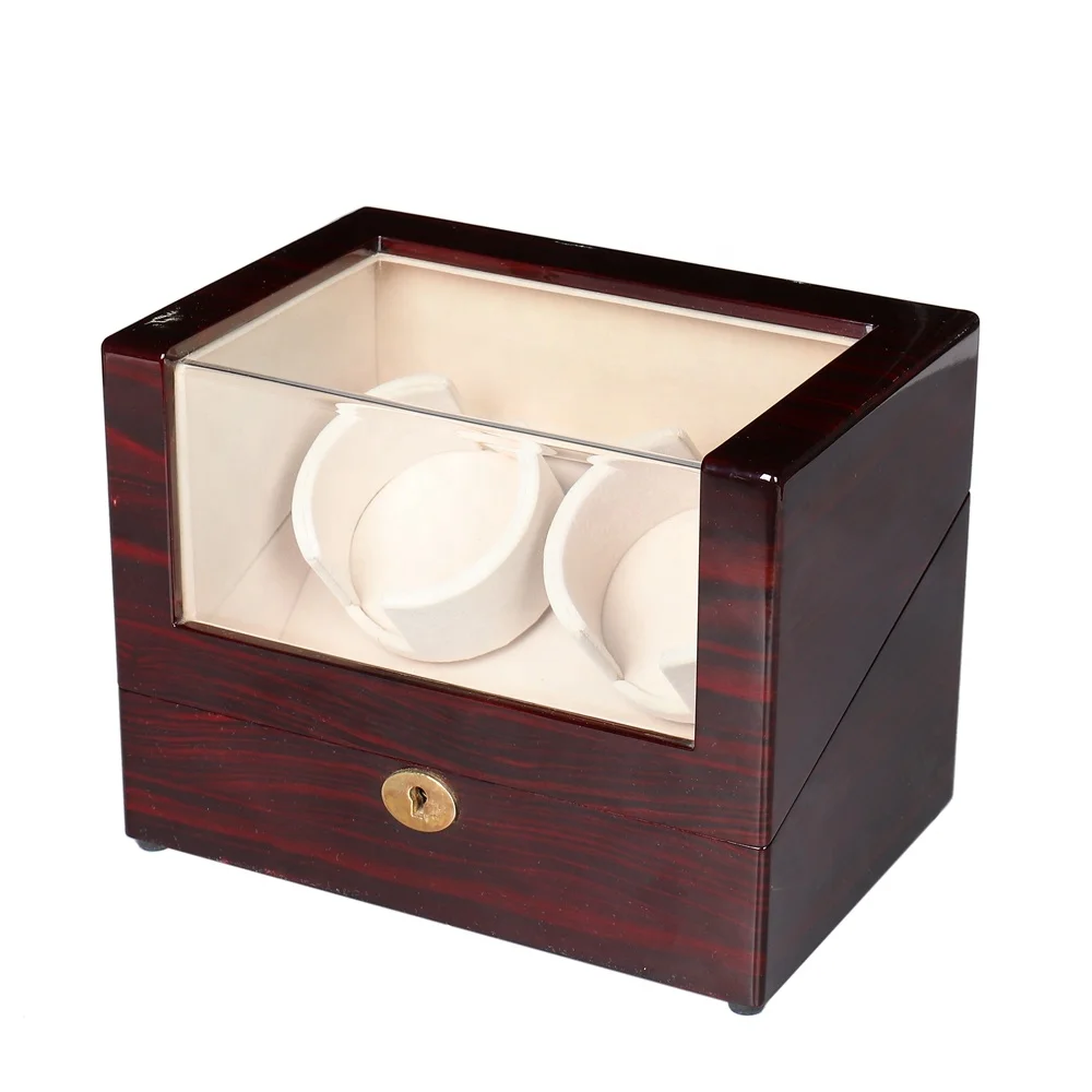 Two Hand Watch Winder Deluxe Mechanical Watch Organizer Wooden Case Piano Automatic Watch Winding Rotating Case