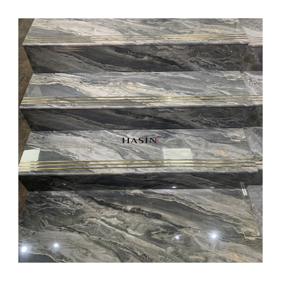Good Selling Porcelain With Marble Look Stair Steps Tiles Polished House Decorative Floor Tile Staircase Stair