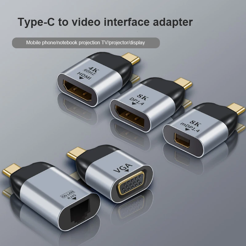 Top Sale Type C to HDMI 8k HD adapter VGA/3.1 Gigabit rj45 network port DP adapter 60HZ