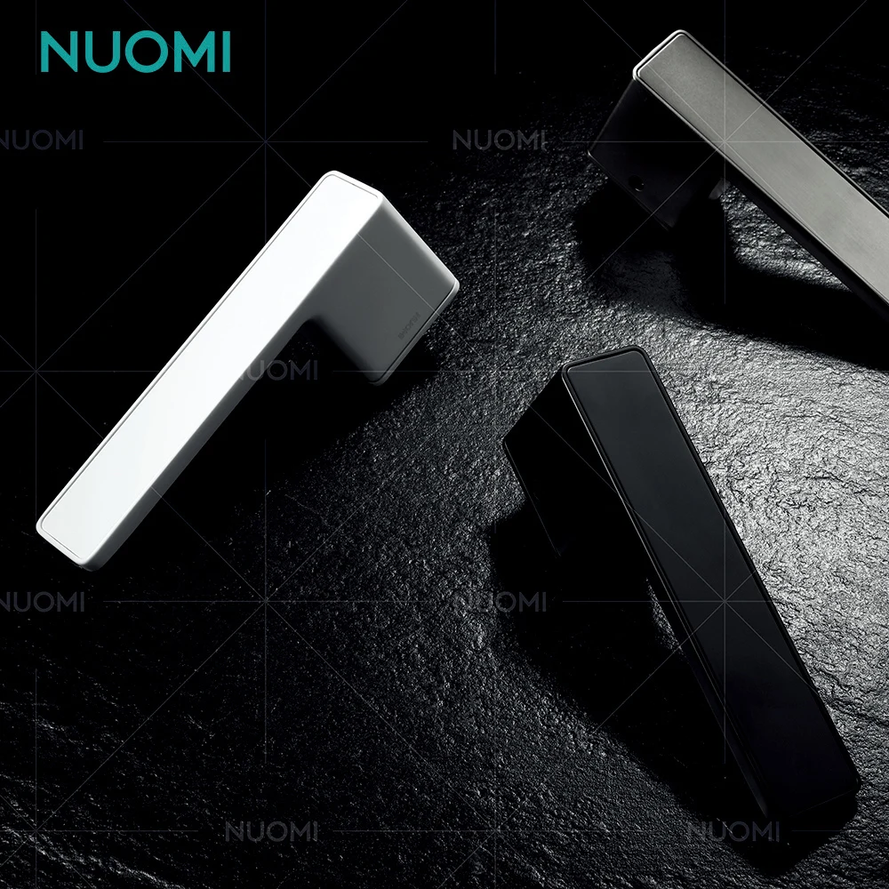 NUOMI Minimalist Door Handle Lock Square Simple Design Wooden Door Lock Bedroom Magnetic Mute Lever Interior Door Handle Lock