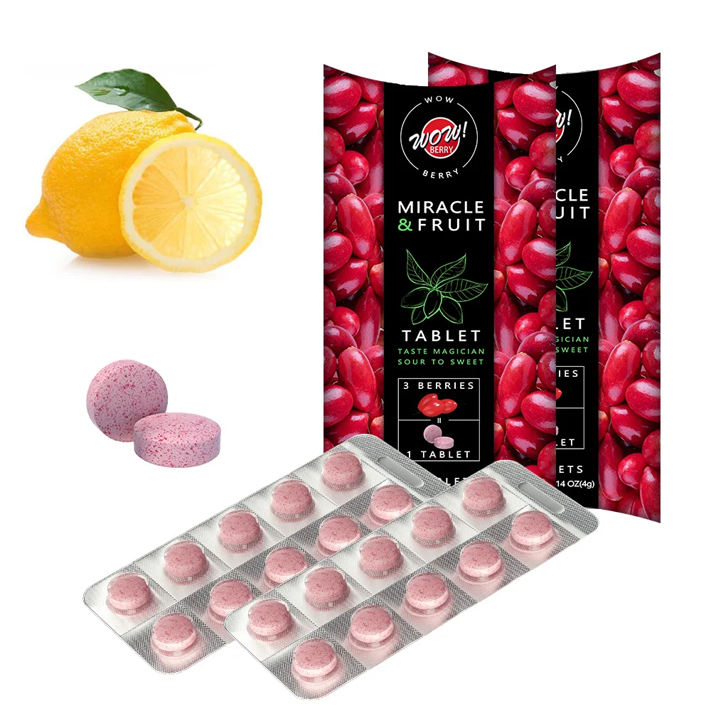 Miracle Berry Tablets - 100% Organic Grown Miracle Fruit No Additives/Preservatives - Turn Sour to Sweet