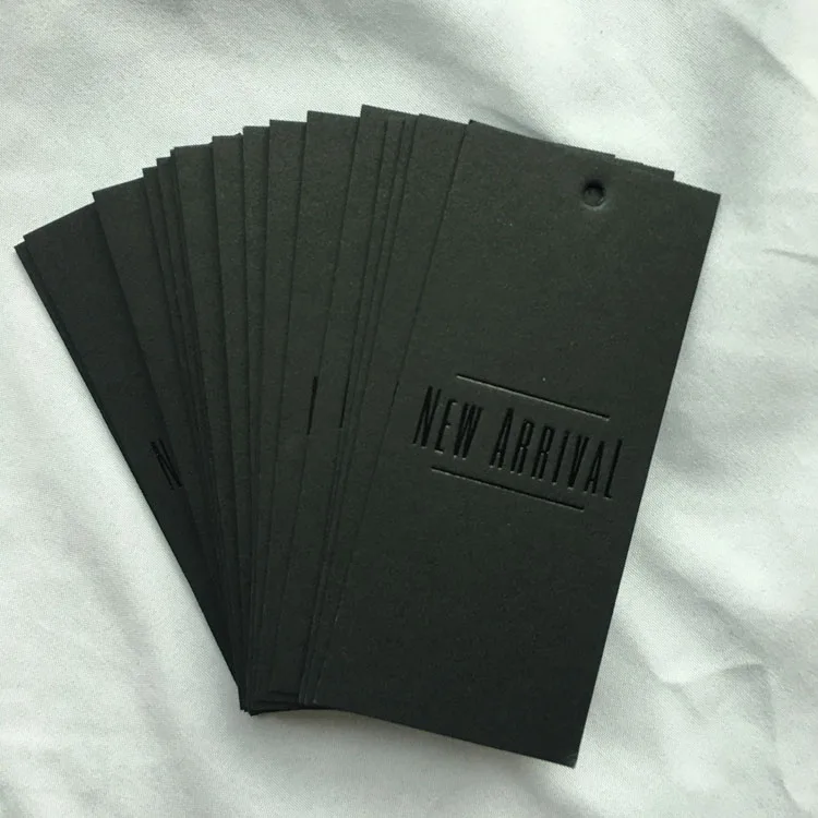 Custom Hangtags Clothing With Black Foiled Black Cardboard Paper Tag Custom Apparel Hangtags With Logo Printing