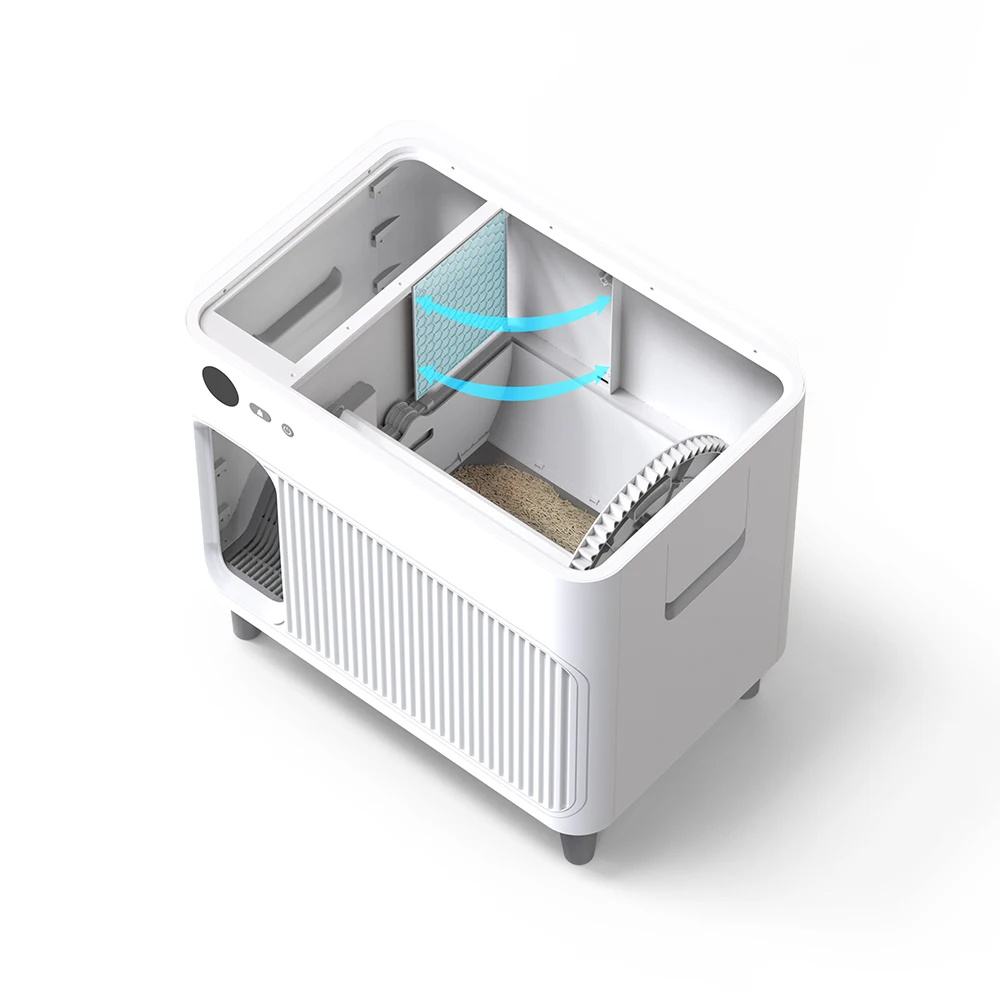 New Anti-pinch Sensor Wooden Electric Odor Monitoring Pet Toilet Smart High Side Automatic Self Cleaning Litter Box Cat