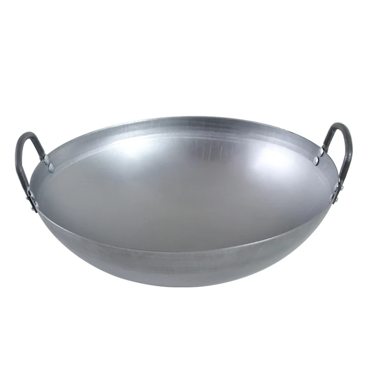 Factory Supply Double Handle Wok Gas Burner Carbon Steel Woks Double Handle Traditional Machine Chinese Double Wok