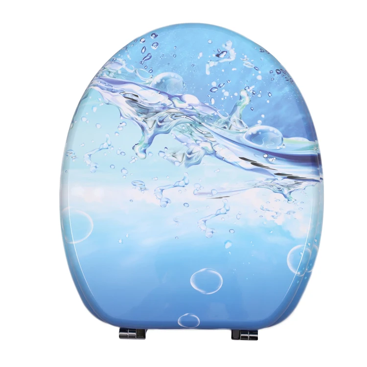 Bofan Molded Wood UV Water feature handicap printed classic best cheap beautiful striped Elongated toilet seats