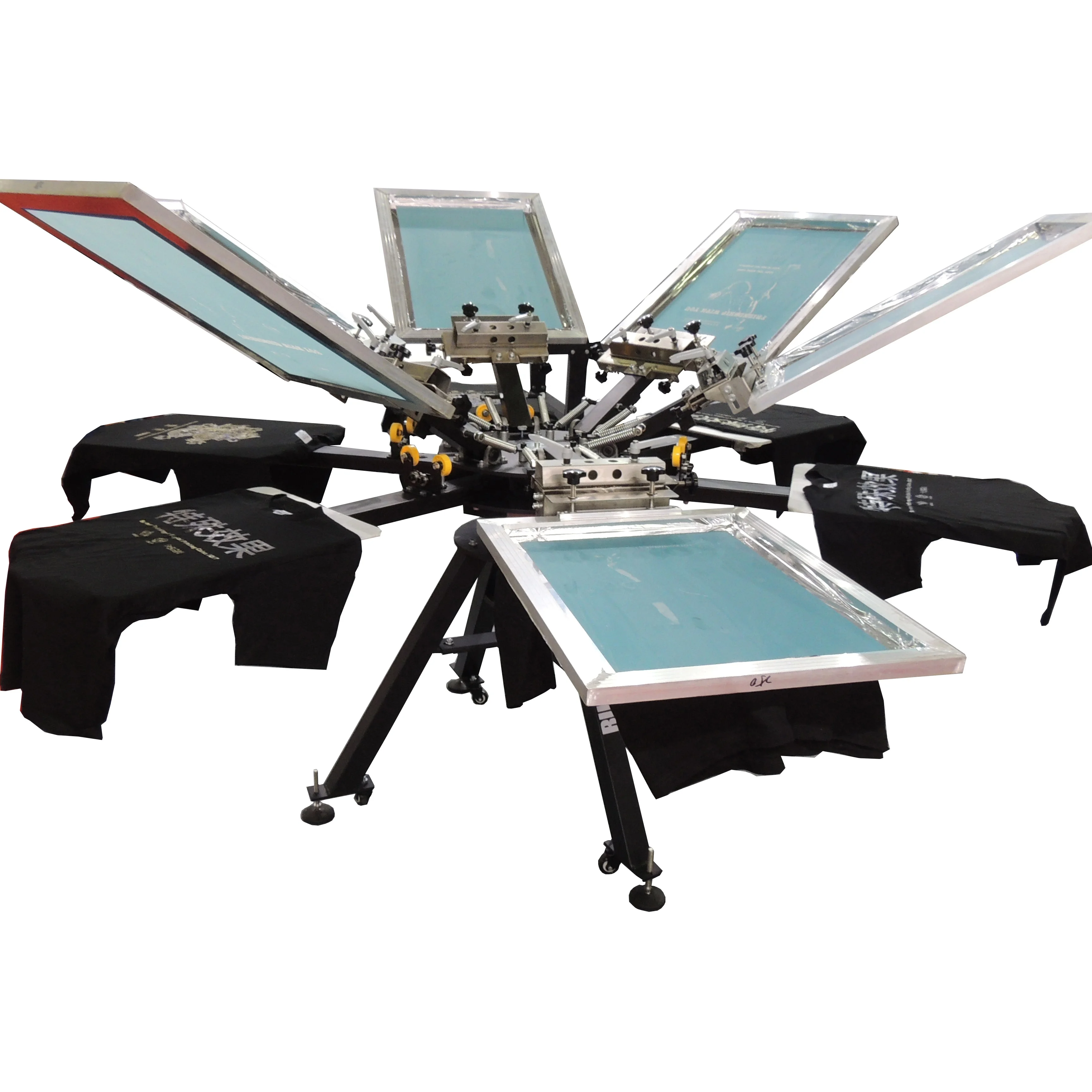 screen printing machinery 6 color and NS606-MR with Aluminum platten and micro-registration function made the printing beautiful