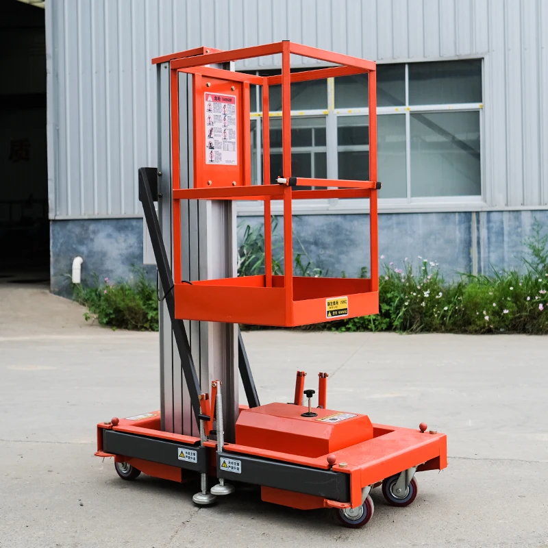 2023 Outdoor single mast aluminum alloy mobile electric lift platform elevators lift hydraulic ladder lift