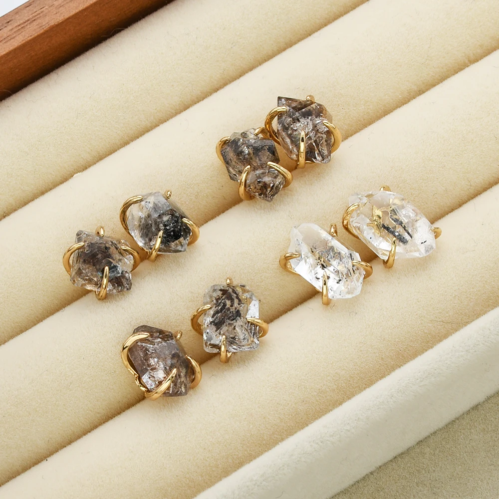18K Gold Plated 925 Sterling Silver Natural Quartz Herkimer Crystal Necklace Healing Stones