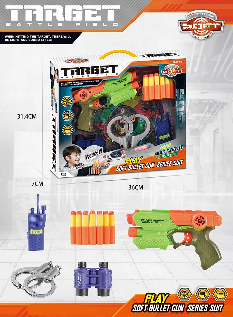 Foam Hand Gun Toy Blaster Gun Compatible with Ner Guns Foam Dart Wrist Band and Refill Soft Foam EVA Darts