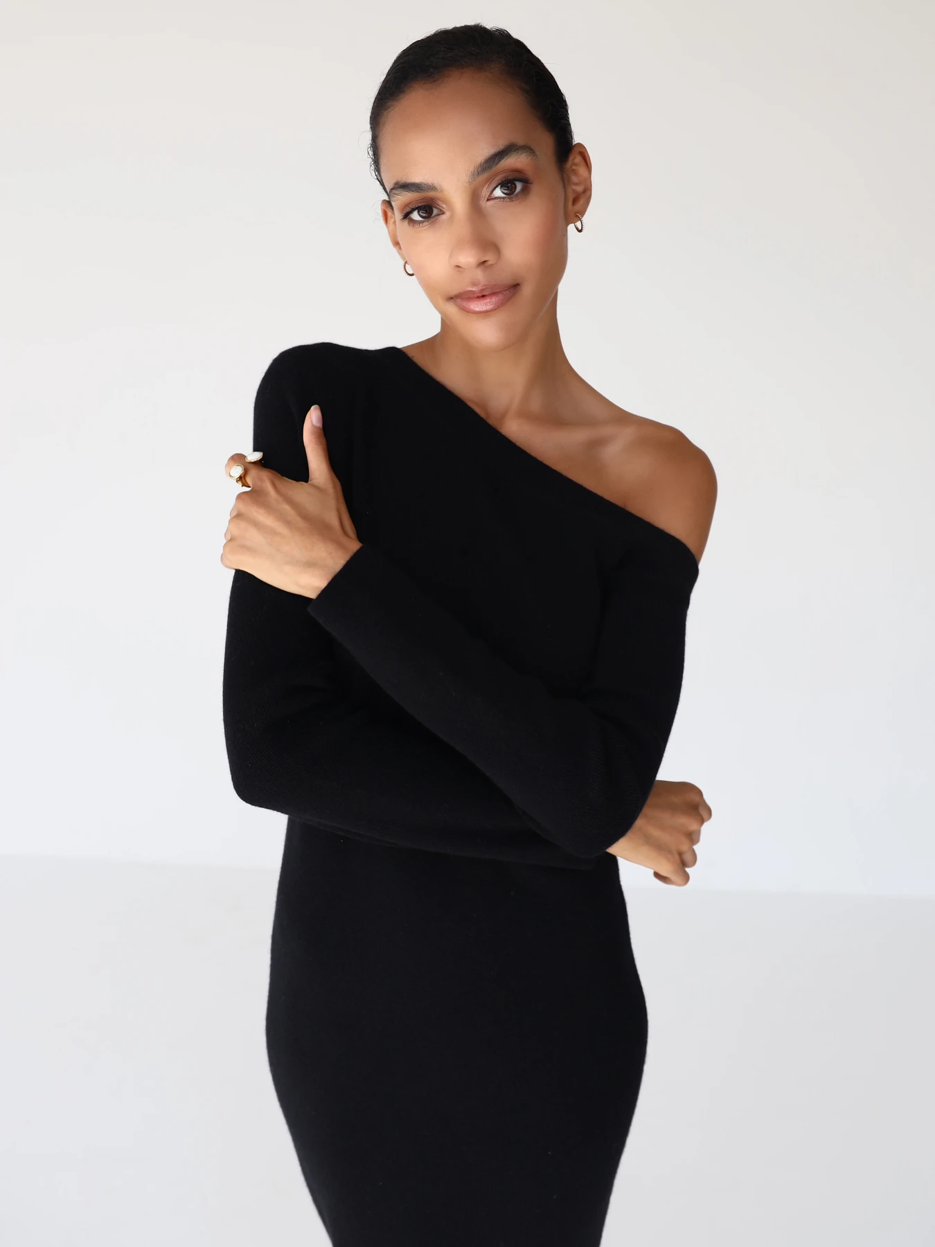 FYB  Heavy knitted Luxury dress black night club woman loved one-shoulder sexy Women Dress