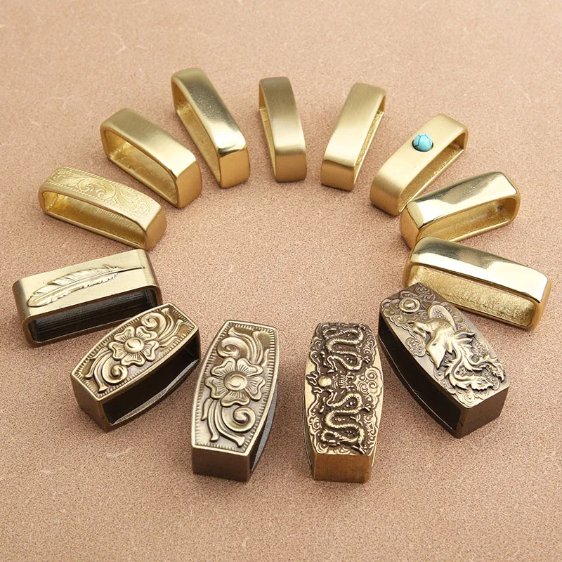 wholesales flexible MOQ solid brass belt keeper leather loop clips