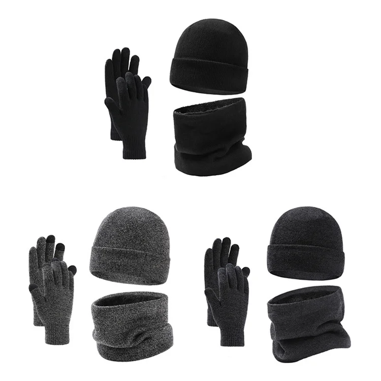 Wholesale Outdoor Mens Winter Hat And Scarf Gloves Sets Winter Beanie Hats Neck Gaitor Loop Scarf