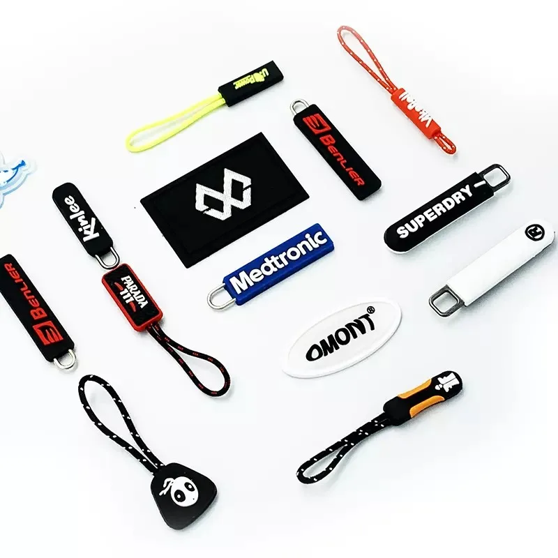 Custom Rubber Zipper Pull Handle With Personal Name For Slider Clothing Plastic Tags Bags Silicone Labels For Gift Pvc Label