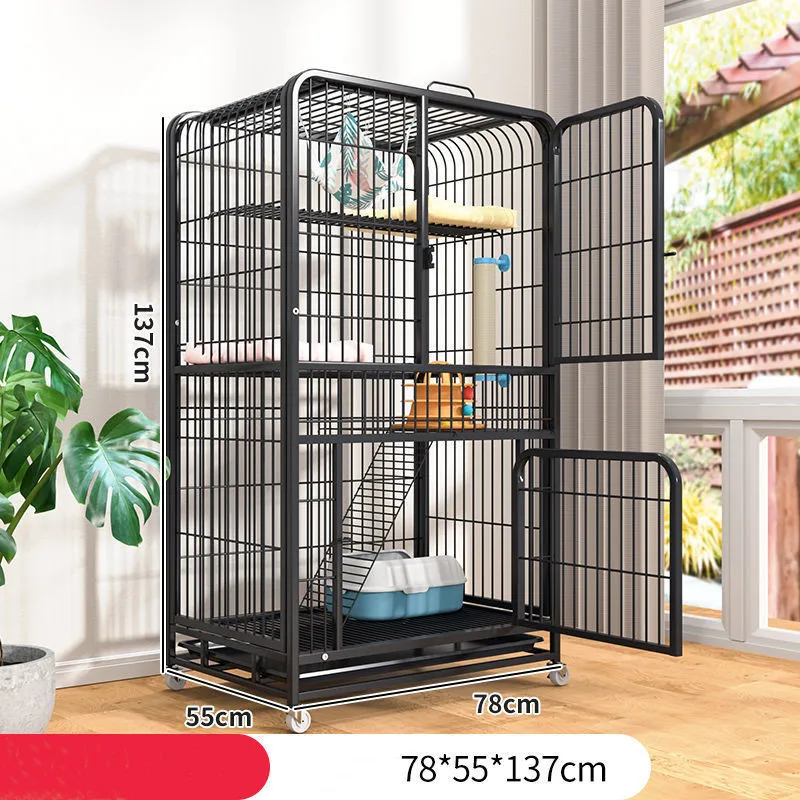 High Quality Galvanized Tube Cat Cage Dense Iron Dog Villa Durable Pet Cage wholesale 3 layer cat cage