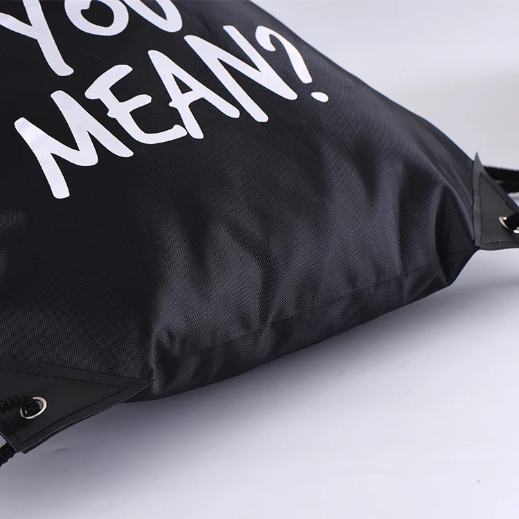 Personalized eco friendly 210D black nylon drawstring backpack bag for race
