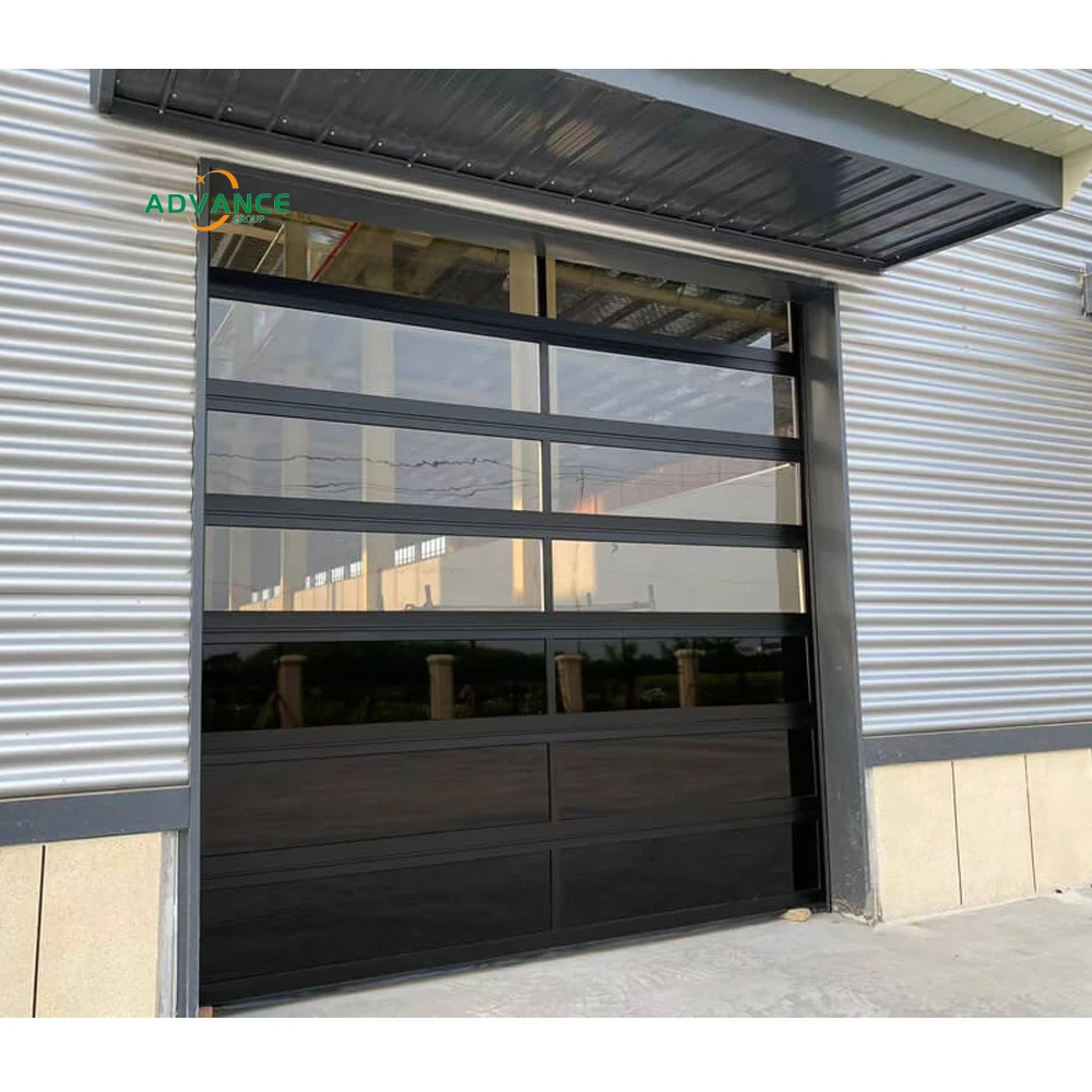 16x8 10x10 Automatic Sectional Customized Aluminum Frameless Full View Commercial Double Insulated Glass Garage Doors For House