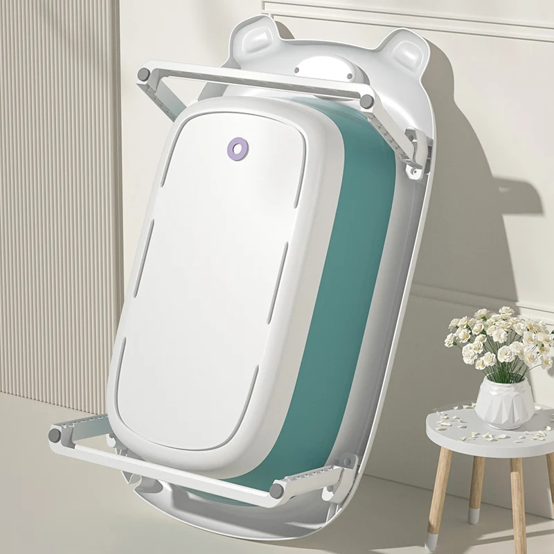 Banera Para Bebe Portable Plastic Folding Foldable Collapsible New Born Kids Baby Bathtub Bath Tub With Thermometer Temperature