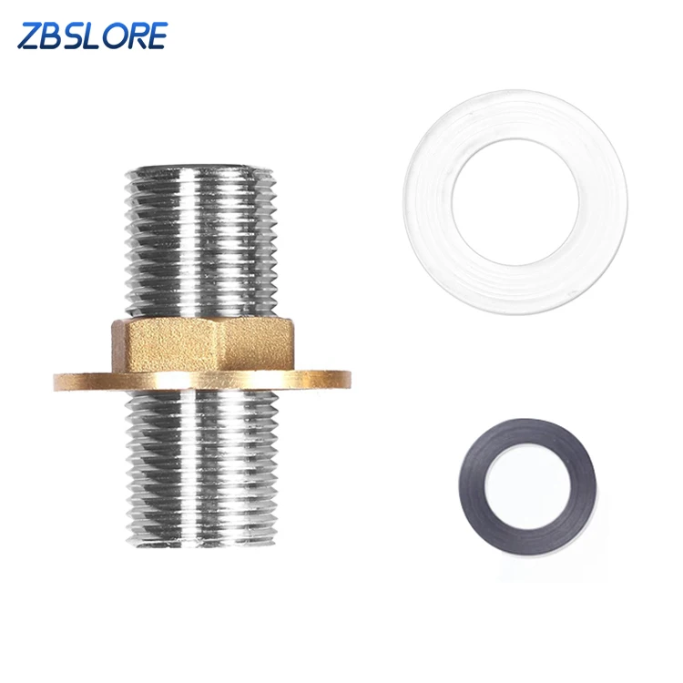Chrome Kitchen Faucet Accessories Brass Threaded Piping Nuts With Adapter 1/2 Inch