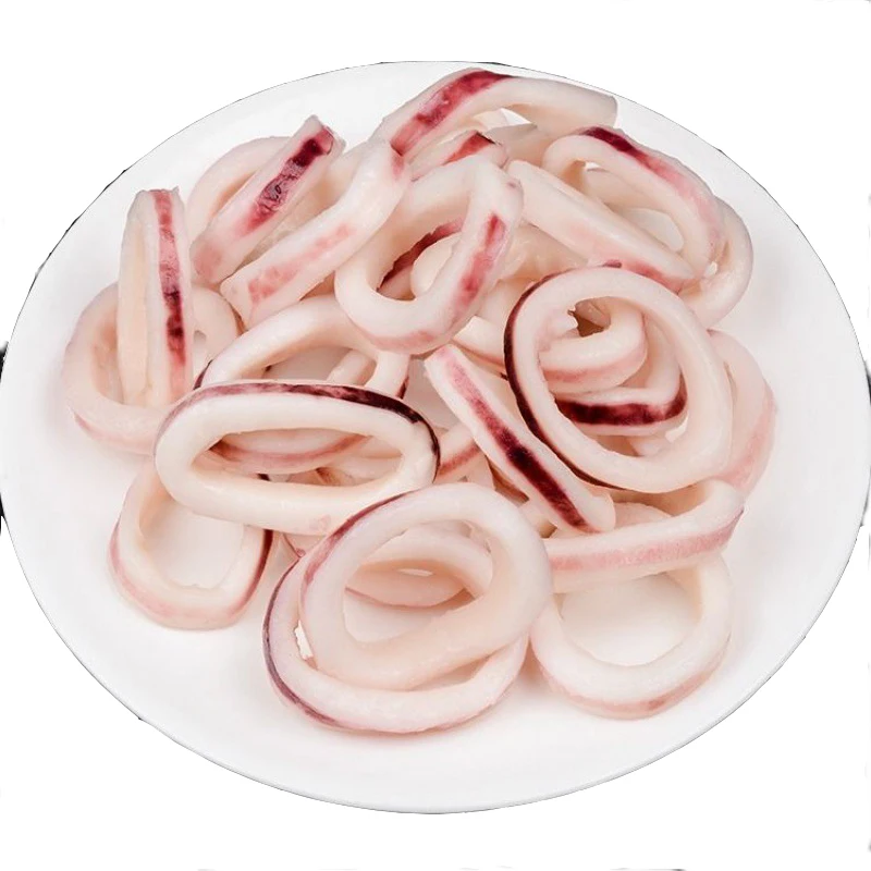 Clean fresh frozen large size squid rings wholesale China factory production high quality hot selling squid products seafood