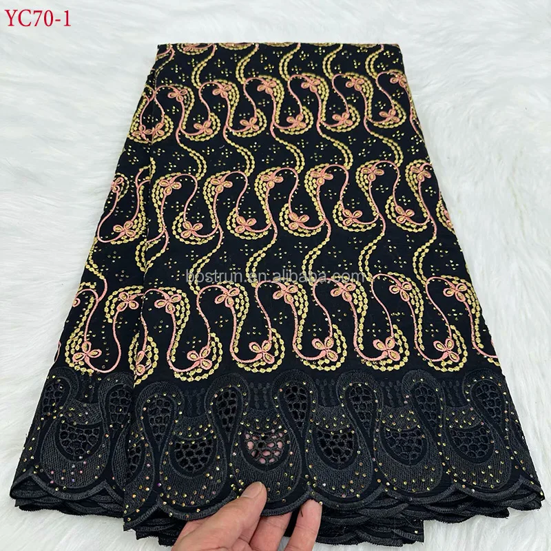 YC70  lafaya switzerland women luxury fabric wholesale crystal embroidery fabric