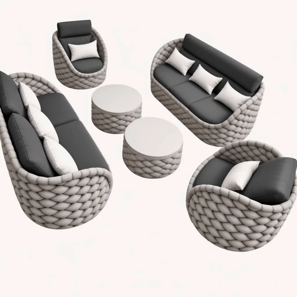 Hot Sale Backyard Garden Sofa Rope Woven  Outdoor Garden Furniture Patio Sofa Set