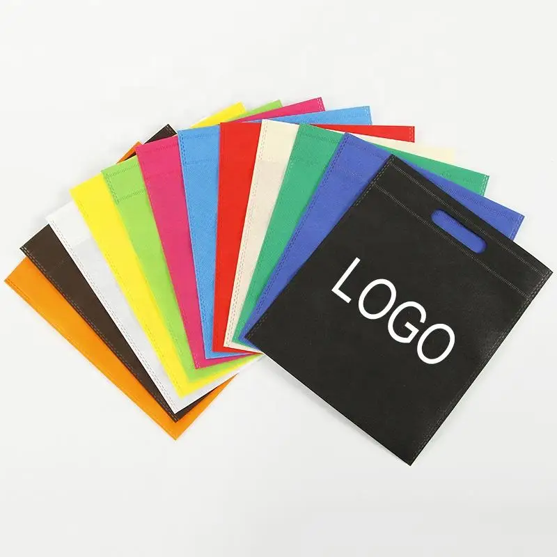 Custom Logo Eco Friendly D Cut Supermarket Shopping Non Woven Bag Non Woven Grocery Bag Reusable Shopping Bags