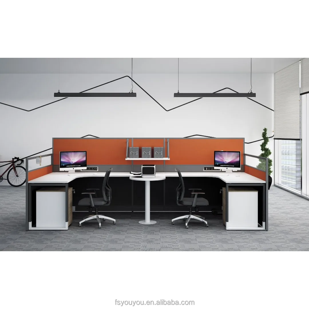 Office Work Station 2 Person Desk Modern Modular Table Computer Desktop Workstation Partition