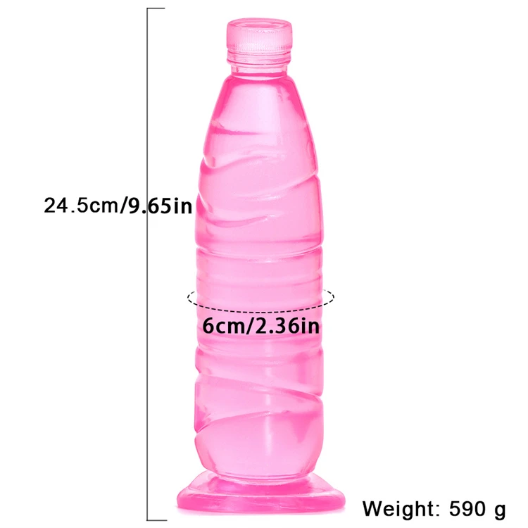 Mineral Water Bottle Shaped Simulation Large Phallus For Men/Women With Posterior Anal Plug Penis Transparent Masturbator